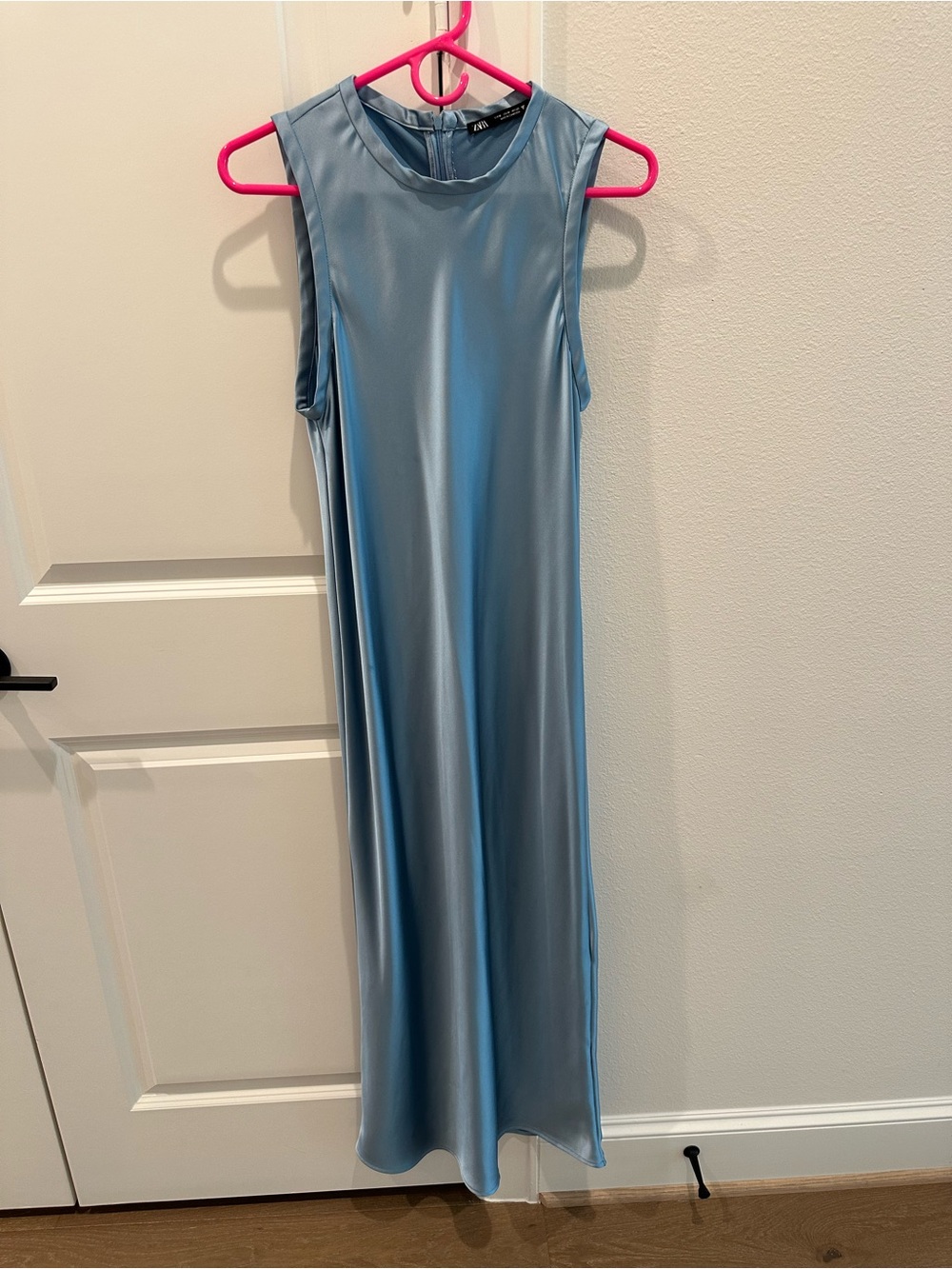 Zara Pale Blue Satin Blouse